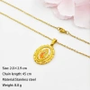 Golden Virgin Mary image oval pendant necklace, 45cm long stainless steel chain, ethnic style religious jewelry details Picture